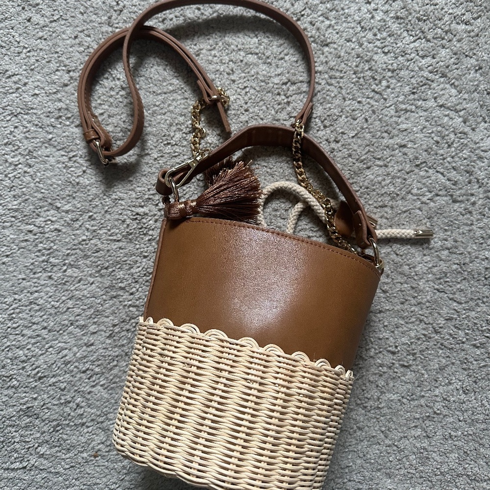 Aldo Woven Drawstring Bucket Bag